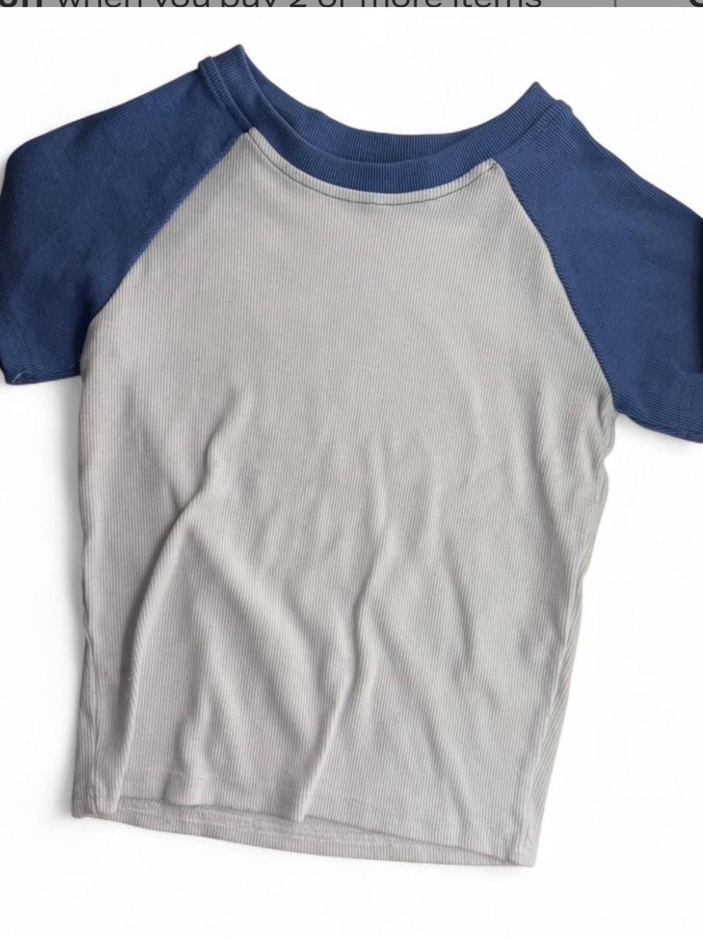 Blue & Light Gray Raglan Baseball Tee - Unbranded